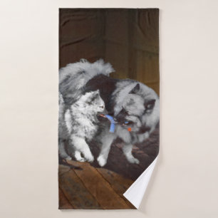 Conjunto De Toalhas Pintura em tempo de reprodução de Keeshond - Arte