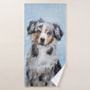 Conjunto De Toalhas Pintura Miniatura de Pastor Americano - Arte Canin