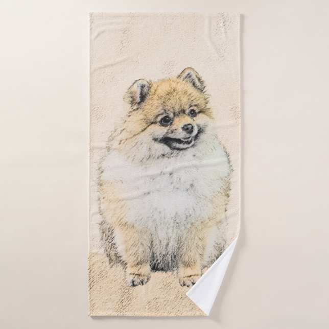 Conjunto De Toalhas Pintura Pomeraniana (Laranja) - Arte Canina Origin (Toalha de Banho)