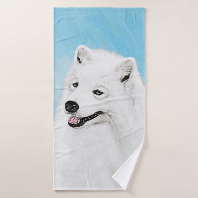 Conjunto De Toalhas Pintura Samoyed - Arte Cachorosa Original (Toalha de Banho)