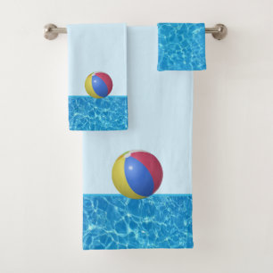 Conjunto De Toalhas Piscina água azul turquesa & bola de praia