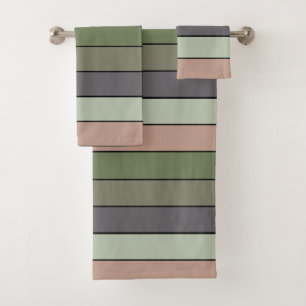 Conjunto De Toalhas Pistachio Nut Shell Green Peach Stripes