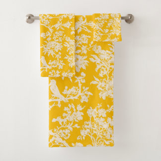 Conjunto De Toalhas PixDezines Amarelo Limão Chinoiserie, Peônias Páss