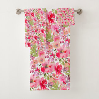 Conjunto De Toalhas PixDezines H2 Flores de Verão Tons Vibrantes
