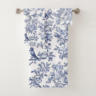 Conjunto De Toalhas PixDezines Indigo Azul Chinoiserie, Peônias Pássar