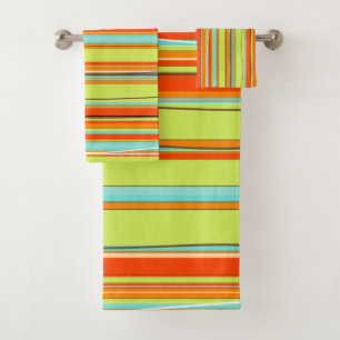 Conjunto De Toalhas PixDezines Malibu Stripes, Verde limão de limão