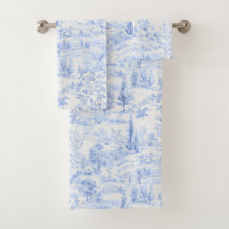 Conjunto De Toalhas PixDezines Paisagem Chinoiserie, Azul Claro