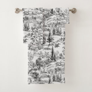 Conjunto De Toalhas PixDezines Paisagem Chinoiserie, Toile Preta