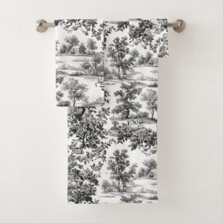 Conjunto De Toalhas PixDezines Paisagem Chinoiserie, Toile Preta