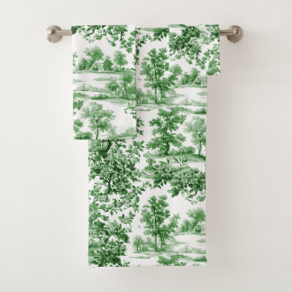 Conjunto De Toalhas PixDezines Paisagem Chinoiserie, Verde Floresta
