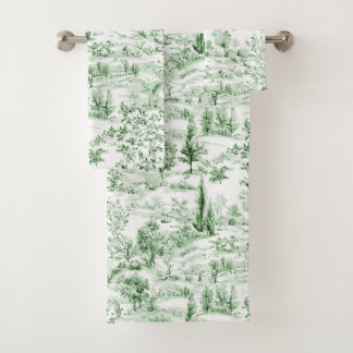 Conjunto De Toalhas PixDezines Paisagem Chinoiserie, Verde Floresta