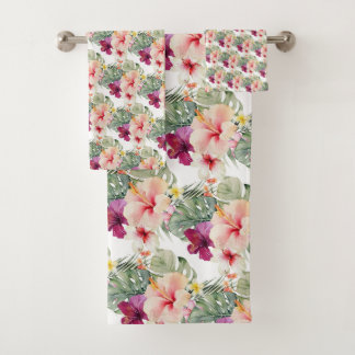 Conjunto De Toalhas PixDezines Tropical Paradise Floral Foliage