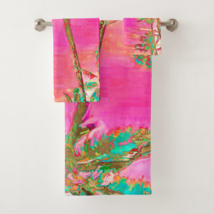 Conjunto De Toalhas PixDezines Vintage havaiano praia/rosa/teal