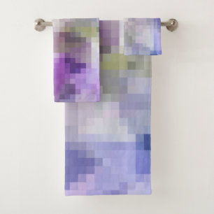 Conjunto De Toalhas pixel azul violeta violeta violeta, geométrico po