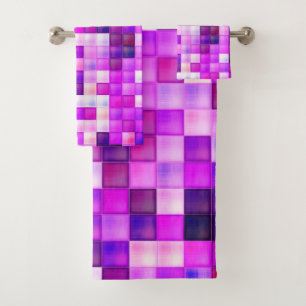Conjunto De Toalhas Pixels de Jogo de Vídeo Pink Padrão Quadrado