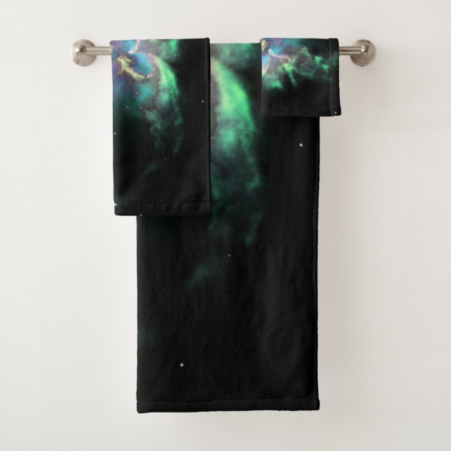 Conjunto De Toalhas Planetary Nebula Mint Green Periwinkle (Insitu)