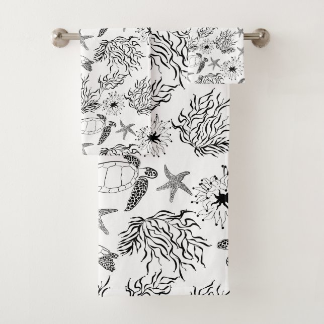 Conjunto De Toalhas Plantas de tartaruga oceânica submarina sem água (Insitu)