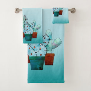 Conjunto De Toalhas Plantas Desert Cactus