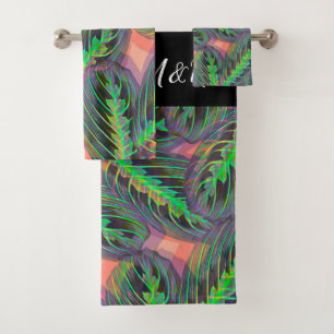 Conjunto De Toalhas Plantas Tropicais Calathea Maranta Padrão de Folha