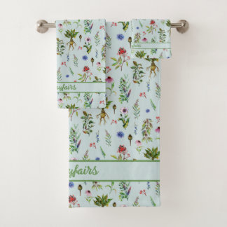 Conjunto De Toalhas Plantas Whimsical em Mint Green