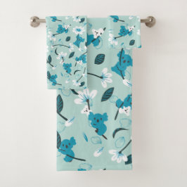 Conjunto De Toalhas Playful Koala Pattern Cute Animal e Nature Art