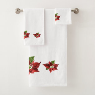 Conjunto De Toalhas Poinsétias vermelhas