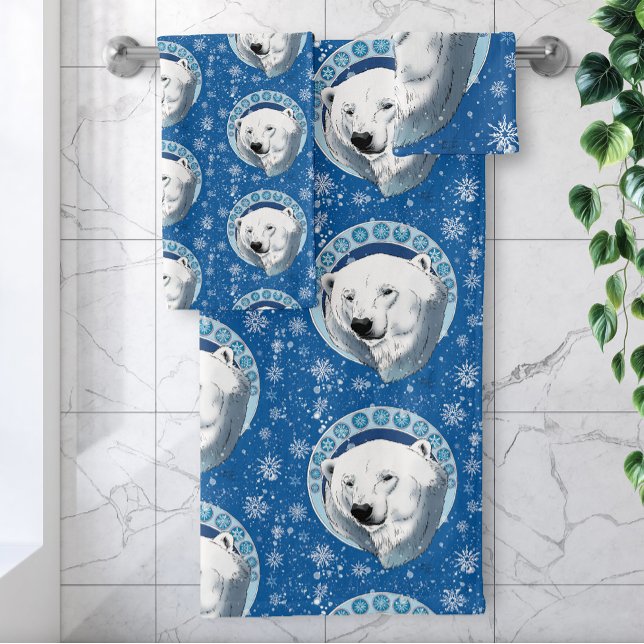 Conjunto De Toalhas Polar Bear Snowflakes Art Nouveau (Criador carregado)