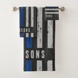 Conjunto De Toalhas Polícia de Linha Azul Personalizada     