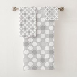 Conjunto De Toalhas Polka dots white gray and white light gray