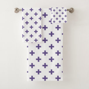 Conjunto De Toalhas Polka ultravioleta cruza em branco