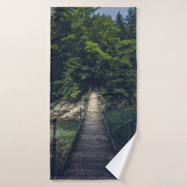 Conjunto De Toalhas Ponte de suspensão simples sobre o rio Idrijca, Sl