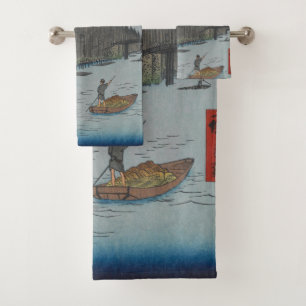 Conjunto De Toalhas Ponte Night Kyobashi Vintage Ukiyo-e Art Japonês