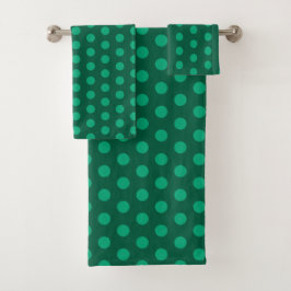 Conjunto De Toalhas Pontinhos Verde Esmeralda