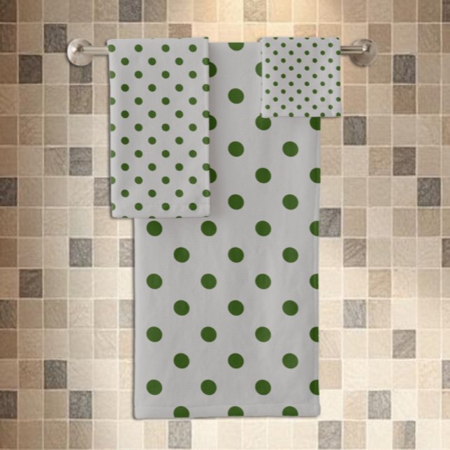 Conjunto De Toalhas Ponto de Bolinha Verde Cinza (Criador carregado)