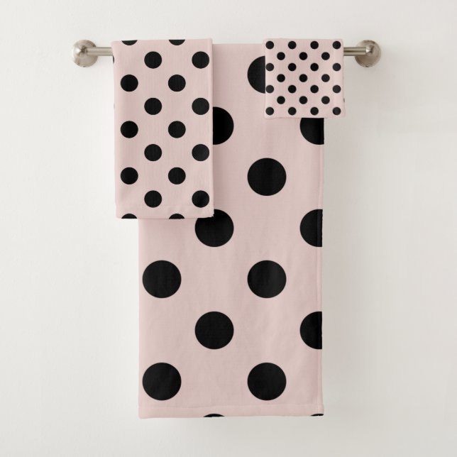 Conjunto De Toalhas Ponto de Bolinhas Rosa e Preto (Insitu)