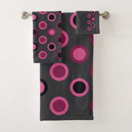 Conjunto De Toalhas Ponto rosa, preto e cinza moderno do século médio