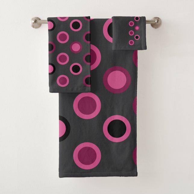 Conjunto De Toalhas Ponto rosa, preto e cinza moderno do século médio (Insitu)