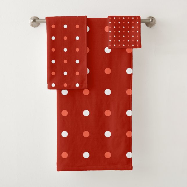 Conjunto De Toalhas ponto vermelho e branco do peru (Insitu)