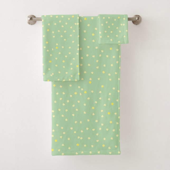 Conjunto De Toalhas pontos amarelos em verde (Insitu)