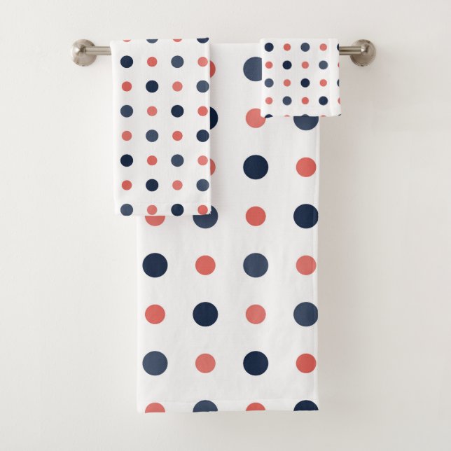 Conjunto De Toalhas Pontos Azuis e de Pêssego (Insitu)