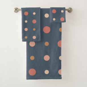 Conjunto De Toalhas Pontos Azuis e de Pêssego