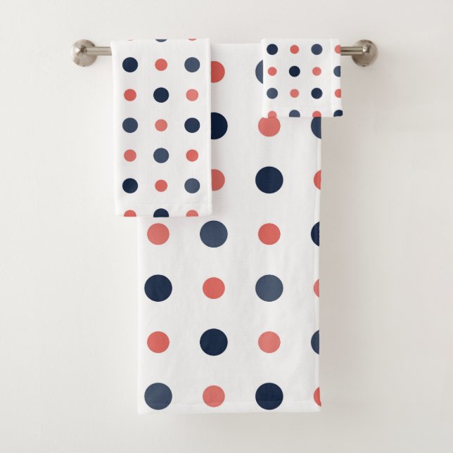 Conjunto De Toalhas Pontos Azuis e de Pêssego (Insitu)