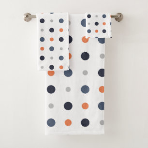 Conjunto De Toalhas pontos azuis e laranja