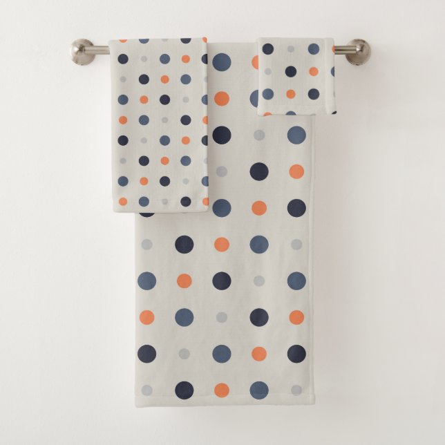 Conjunto De Toalhas pontos azuis e laranja (Insitu)