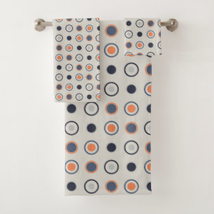 Conjunto De Toalhas pontos azuis e laranja