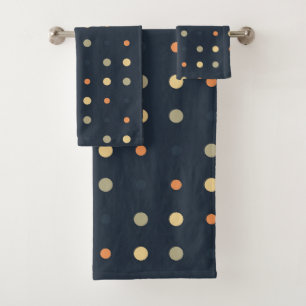 Conjunto De Toalhas pontos azuis e laranja
