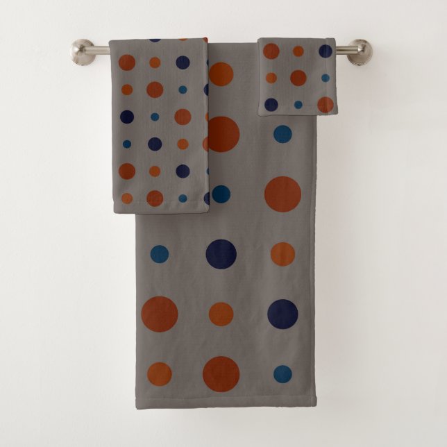 Conjunto De Toalhas pontos azuis e laranja (Insitu)