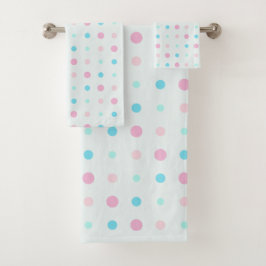 Conjunto De Toalhas Pontos azuis e pêssegos