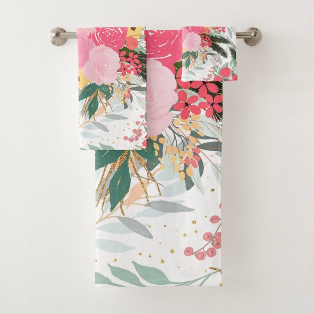 Conjunto De Toalhas Pontos Brilhantes e Dourados do Inverno Branco Ele (Insitu)