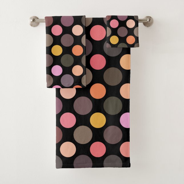 Conjunto De Toalhas pontos coloridos em preto (Insitu)